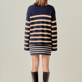 Striped Half-Zip Relaxed Sweater