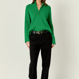 Zip Collared Sweater in Green