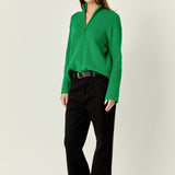 Zip Collared Sweater in Green