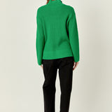 Zip Collared Sweater in Green