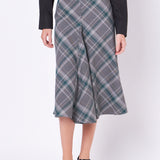 Plaid Midi A Line Skirt