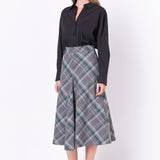 Plaid Midi A Line Skirt