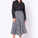 Plaid Midi A Line Skirt