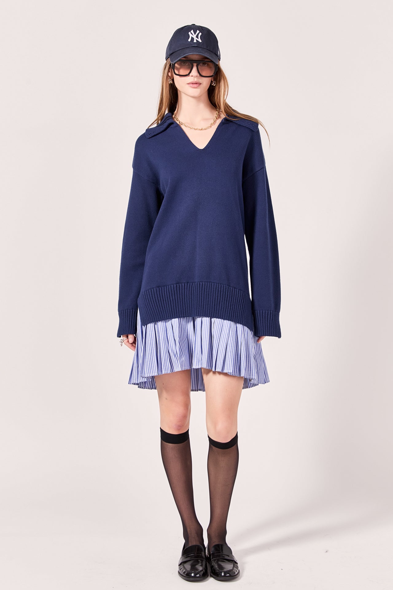 Poplin Combo Knit Dress English Factory Poplin Combo Knit Dress English Factory