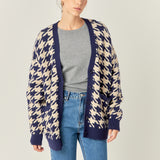 Knit Houndstooth Cardigan