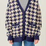 Knit Houndstooth Cardigan