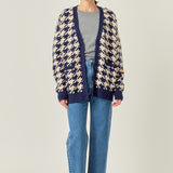 Knit Houndstooth Cardigan