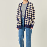 Knit Houndstooth Cardigan