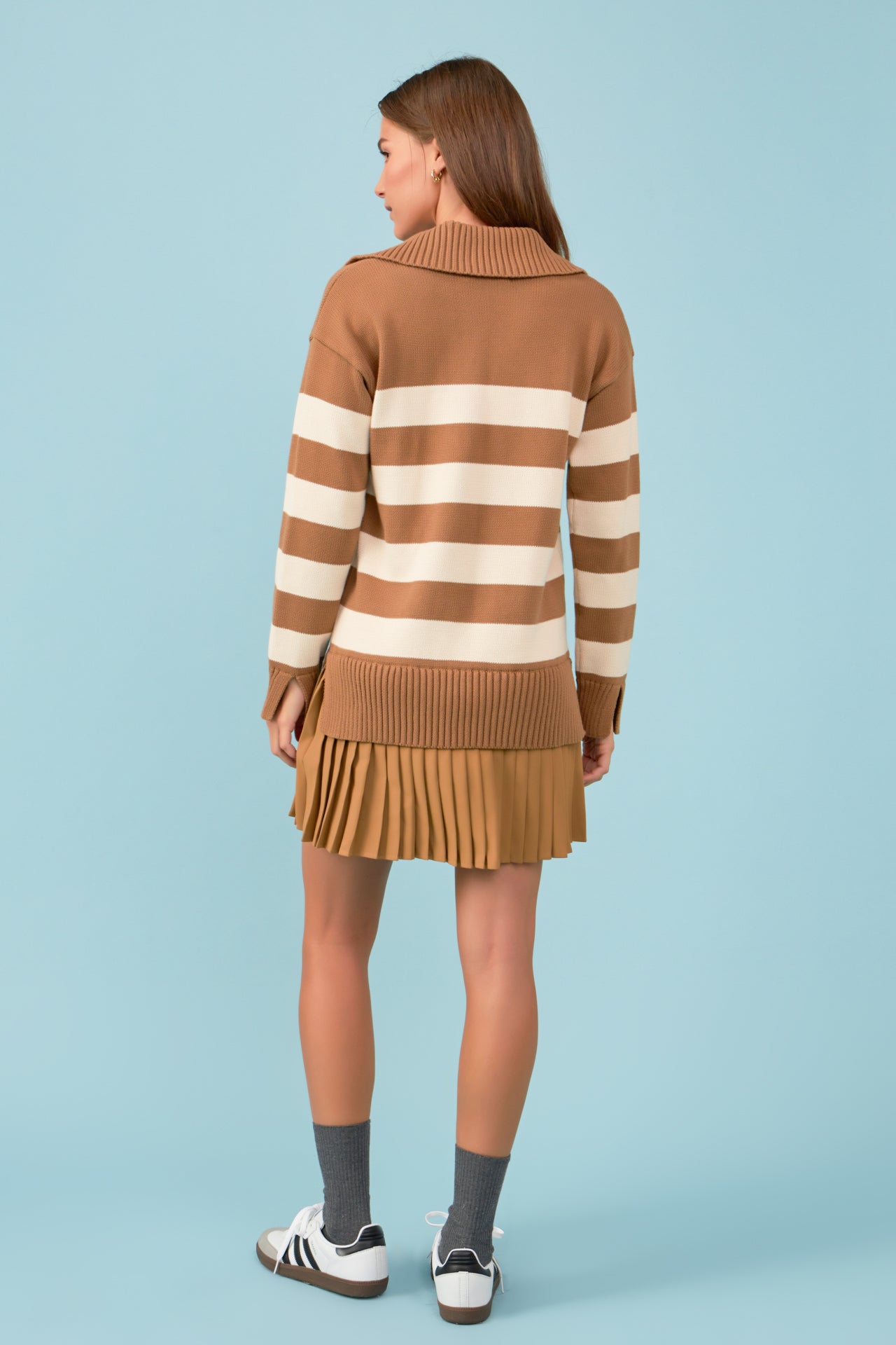 Media Mixed Dress – English Mini Pleated Factory Stripe