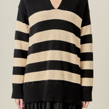 Mixed Media Stripe Pleated Mini Dress