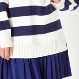 Mixed Media Stripe Pleated Mini Dress