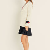 Cable Knit Pleated Sweater Dress