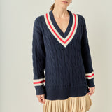 Cable Knit Pleated Sweater Dress