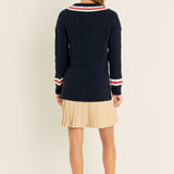 Cable Knit Pleated Sweater Dress