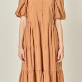 Short Puff Sleeve Shirt Dress