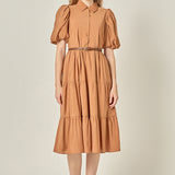 Short Puff Sleeve Shirt Dress