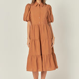 Quarter Sleeve Bow Tie Maxi Dress