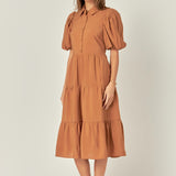 Quarter Sleeve Bow Tie Maxi Dress