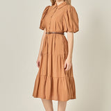 Short Puff Sleeve Shirt Dress