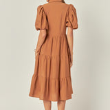 Quarter Sleeve Bow Tie Maxi Dress