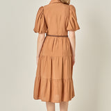 Short Puff Sleeve Shirt Dress