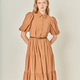 Short Puff Sleeve Shirt Dress