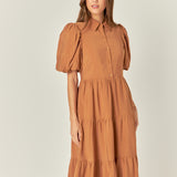 Quarter Sleeve Bow Tie Maxi Dress