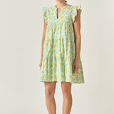 Floral Printed Babydoll V-Neck Mini Dress