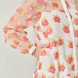 Floral Organza Buttoned Mini Dress