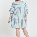 Striped Blouson Mini Dress