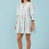 Striped Blouson Mini Dress