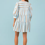 Striped Blouson Mini Dress