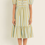 Striped Blouson Maxi Dress