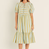 Striped Blouson Maxi Dress