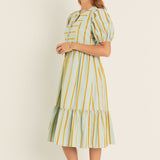 Striped Blouson Maxi Dress