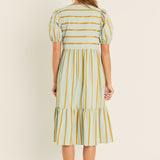 Striped Blouson Maxi Dress