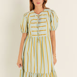 Striped Blouson Maxi Dress