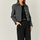 Gold Button Cropped Jacket