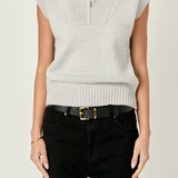 Zip Mock Neck Knit Sweater Vest
