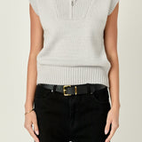 Zip Mock Neck Knit Sweater Vest