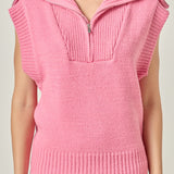 Zip Mock Neck Knit Vest