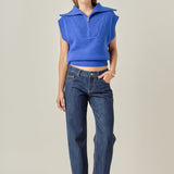Zip Mock Neck Knit Vest