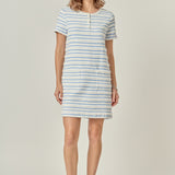 Fringed Striped Polo Mini Dress