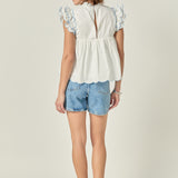 Embroidered Scallop Top