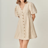 Textured Buttoned Mini Dress