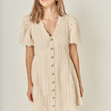 Textured Buttoned Mini Dress
