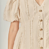 Textured Buttoned Mini Dress
