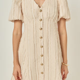 Textured Buttoned Mini Dress