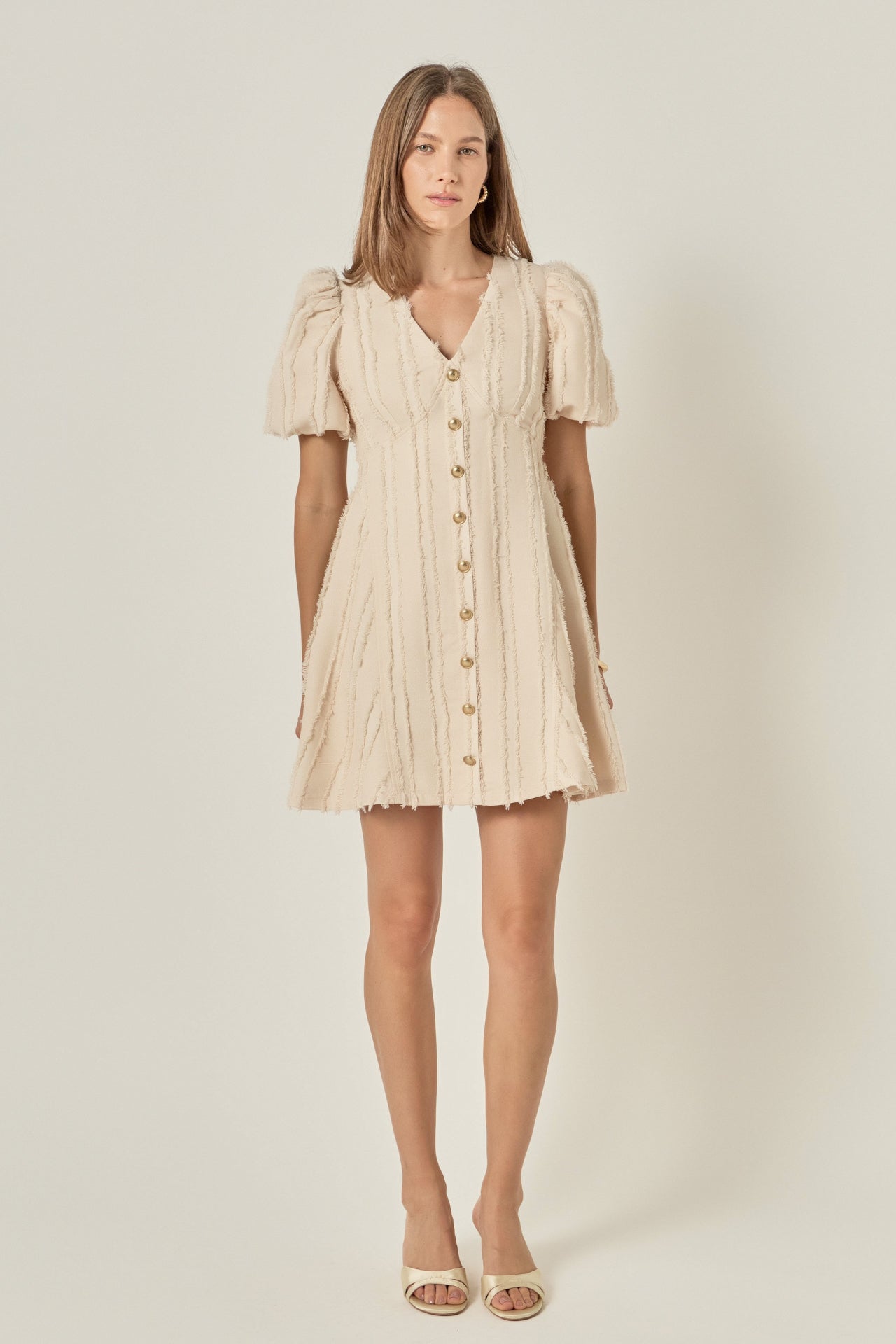 Textured Buttoned Mini Dress – English Factory