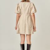 Textured Buttoned Mini Dress
